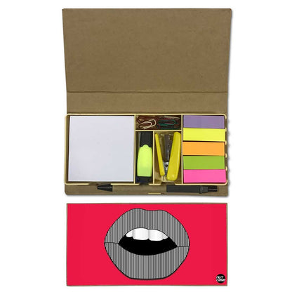 Stationery Kit Desk Organizer Memo Notepad - Lips Nutcase