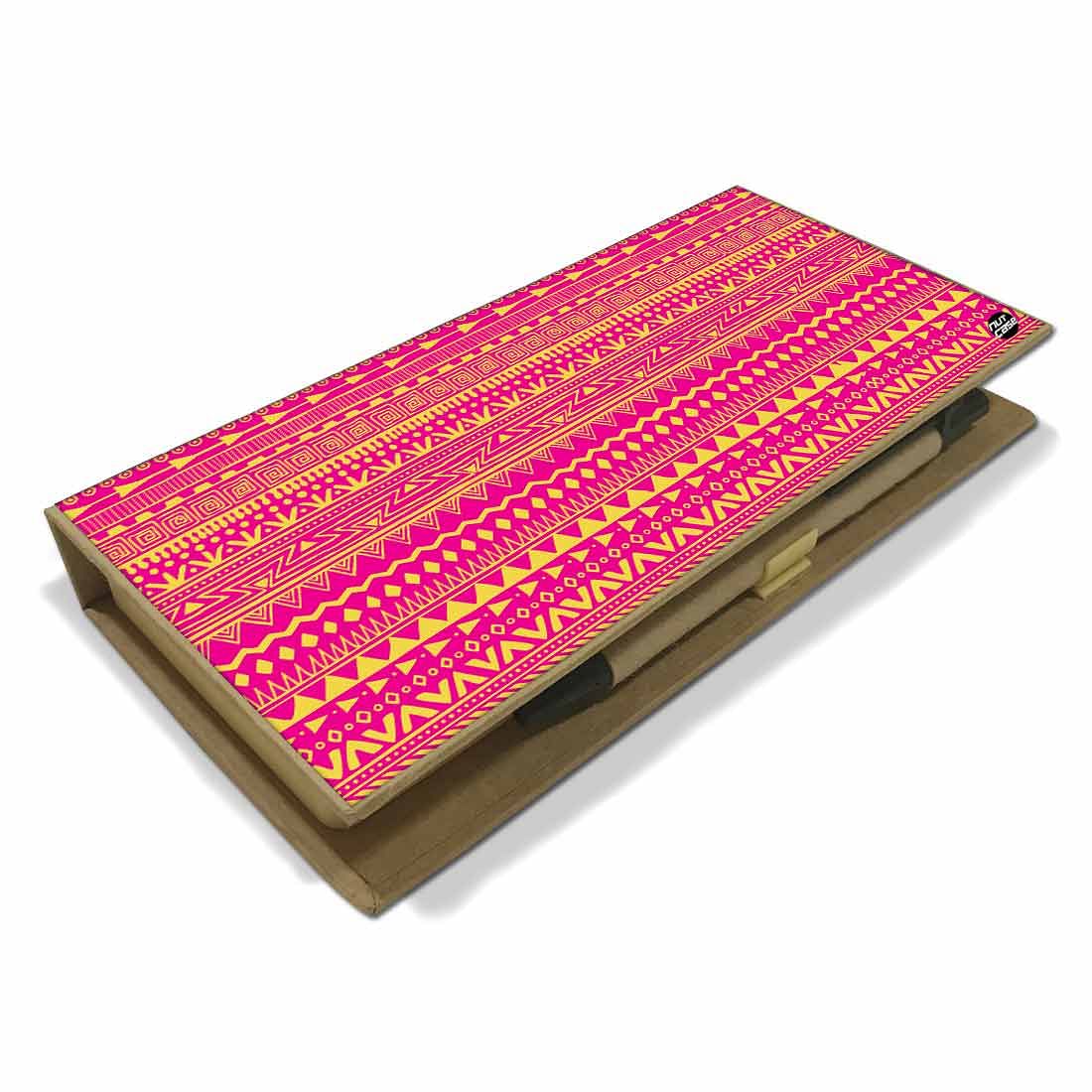 Stationery Kit Desk Organizer Memo Notepad - Pink Aztec Nutcase