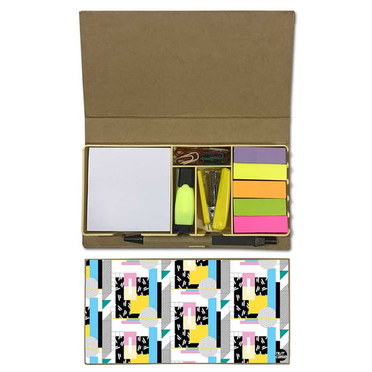 Stationery Kit Desk Organizer Memo Notepad - Pastel Patterns Nutcase