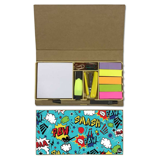 Stationery Kit Desk Organizer Memo Notepad - Comic Pop Art Nutcase