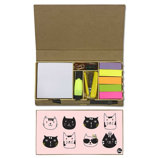 Stationery Kit Desk Organizer Memo Notepad - Cute Cats Kitty Nutcase