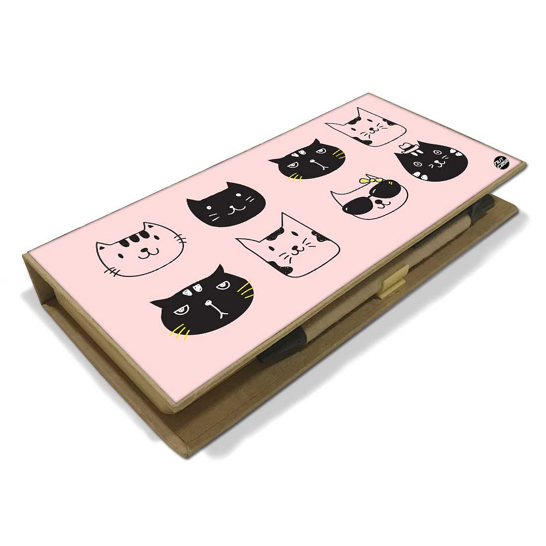 Stationery Kit Desk Organizer Memo Notepad - Cute Cats Kitty Nutcase