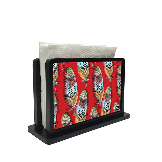 Tissue Holder Paper Napkin Stand - Feathers Red Nutcase