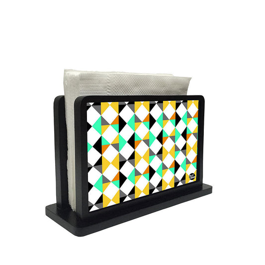 Tissue Holder Paper Napkin Stand - Yellow And Green Diamonds Nutcase