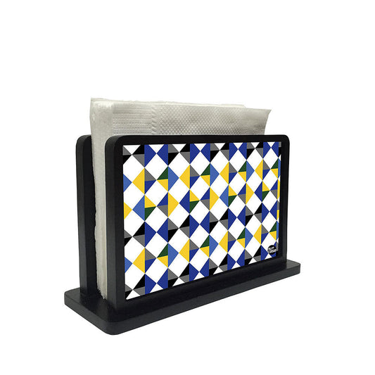 Tissue Holder Paper Napkin Stand - Yellow And Blue Diamonds Nutcase