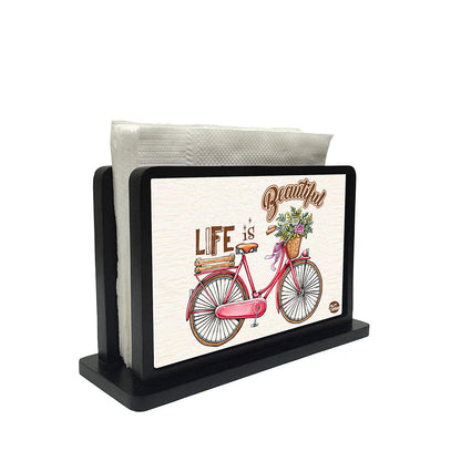 Tissue Holder Paper Napkin Stand - Life Is Beautiful Cycle Nutcase