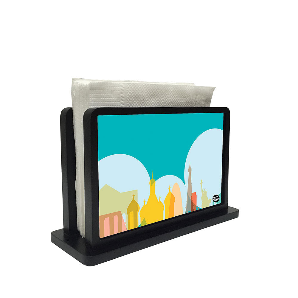 Tissue Holder Paper Napkin Stand - Iconic City Art Nutcase