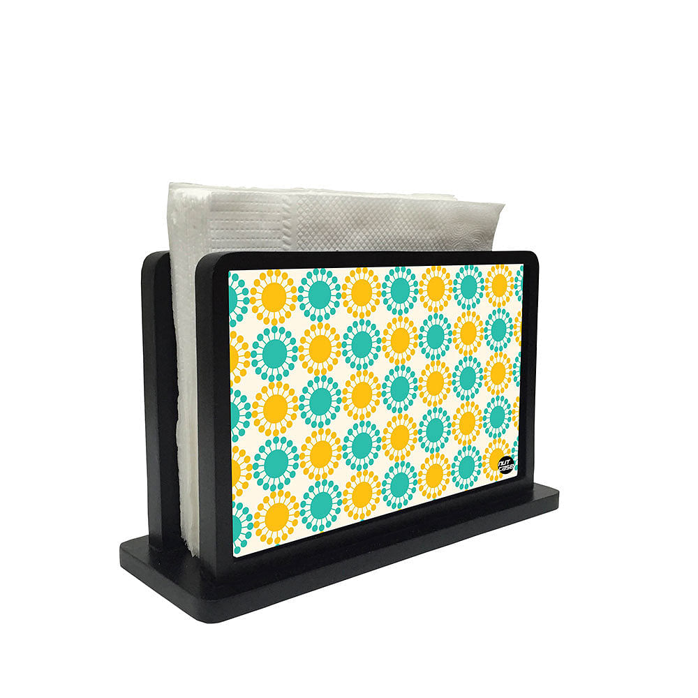 Tissue Holder Paper Napkin Stand - Floral Yellow And Blue Nutcase