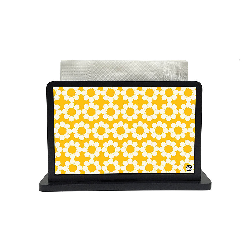 Tissue Holder Paper Napkin Stand - Yellow Flowers Nutcase