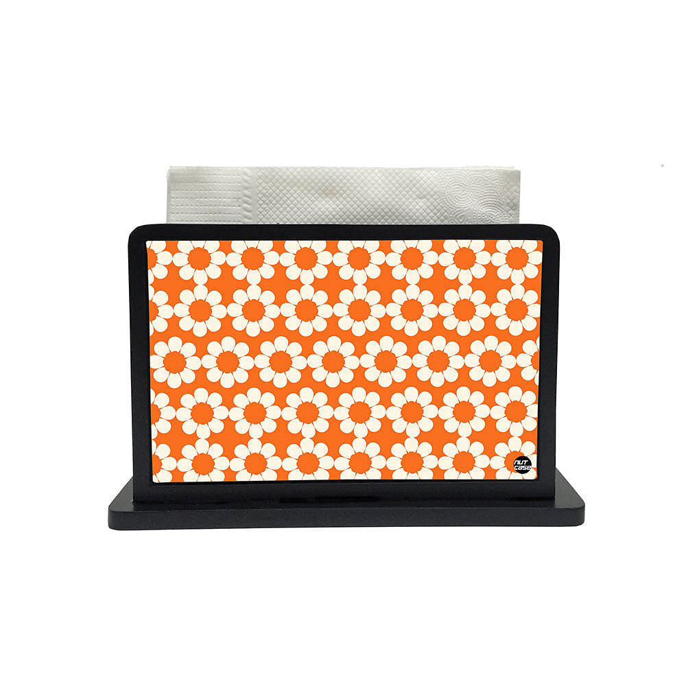 Tissue Holder Paper Napkin Stand - Orange Flowers Nutcase