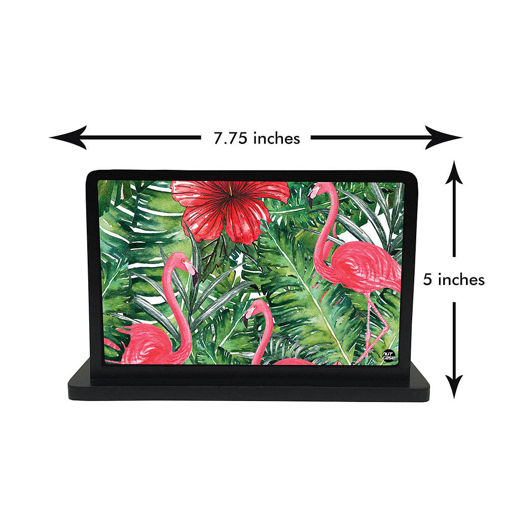 Tissue Holder Paper Napkin Stand - Hibiscus Flower With Flamingos Nutcase
