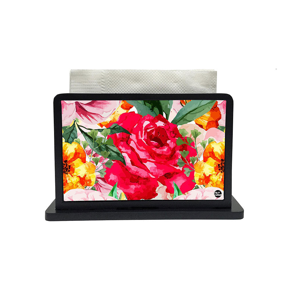 Tissue Holder Paper Napkin Stand - Red Roses Nutcase