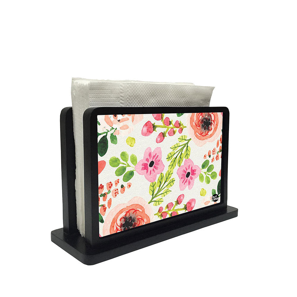 Tissue Holder Paper Napkin Stand - Watercolor Flowers Nutcase