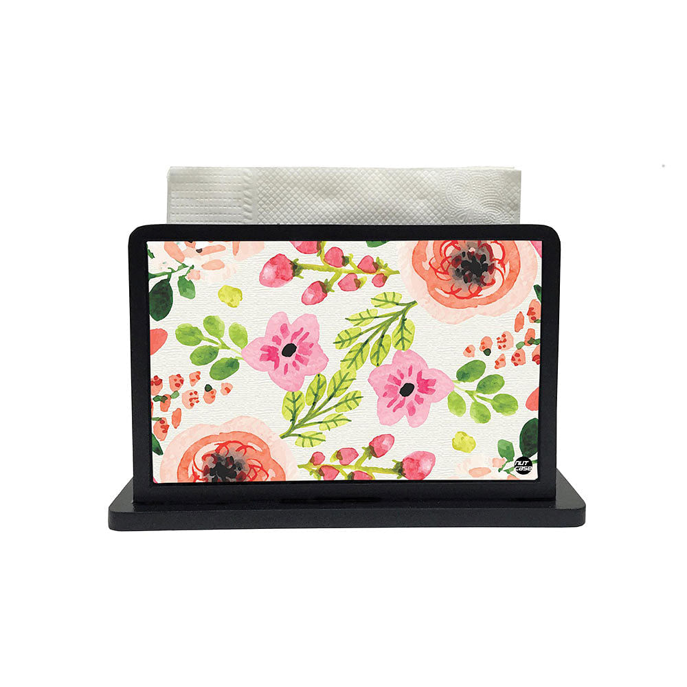 Tissue Holder Paper Napkin Stand - Watercolor Flowers Nutcase