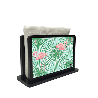 Tissue Holder Paper Napkin Stand - Flamingo With Green Leaves Nutcase