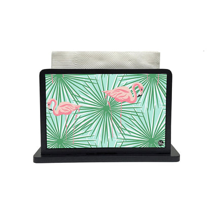 Tissue Holder Paper Napkin Stand - Flamingo With Green Leaves Nutcase