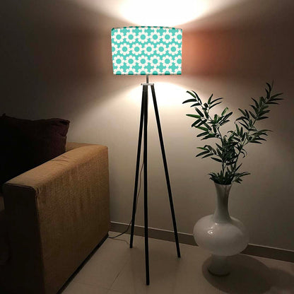 Metal Tripod Standing Floor Lamp for Bedside Light- Teal Patterns Nutcase