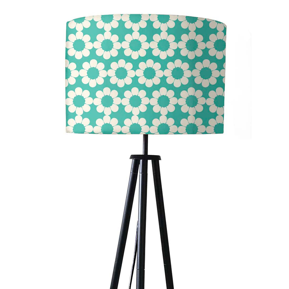 Metal Tripod Standing Floor Lamp for Bedside Light- Teal Patterns Nutcase