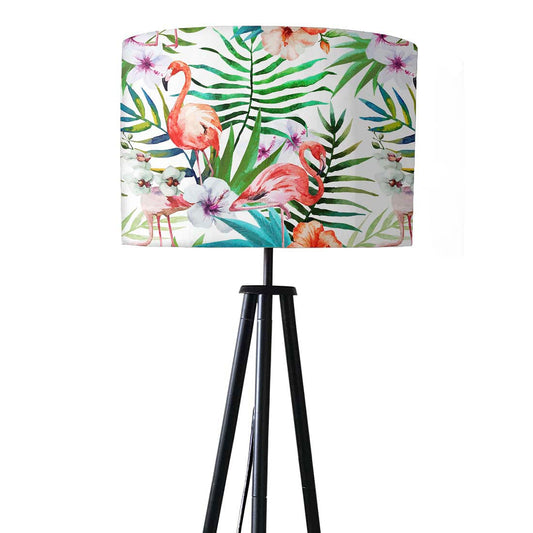 Tripod Standing Floor Lamp -Tropical Flamingoes Nutcase