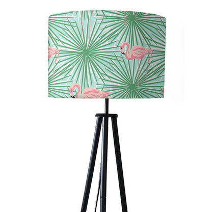 Tripod Standing Floor Lamp -Flamingo Green Leaves Nutcase