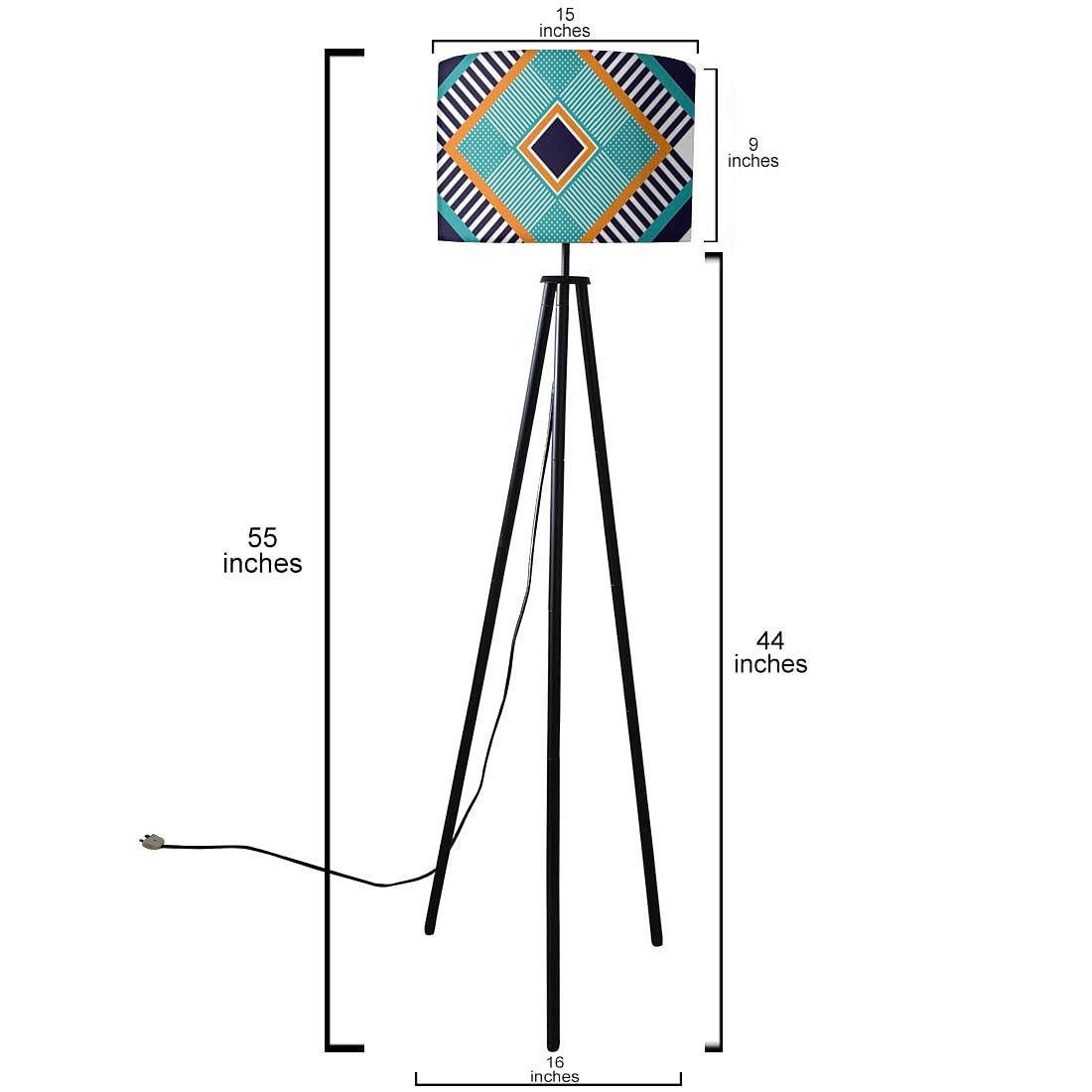 Metal Tripod Standing Floor Lamp for Bedside Light - Geometric Nutcase