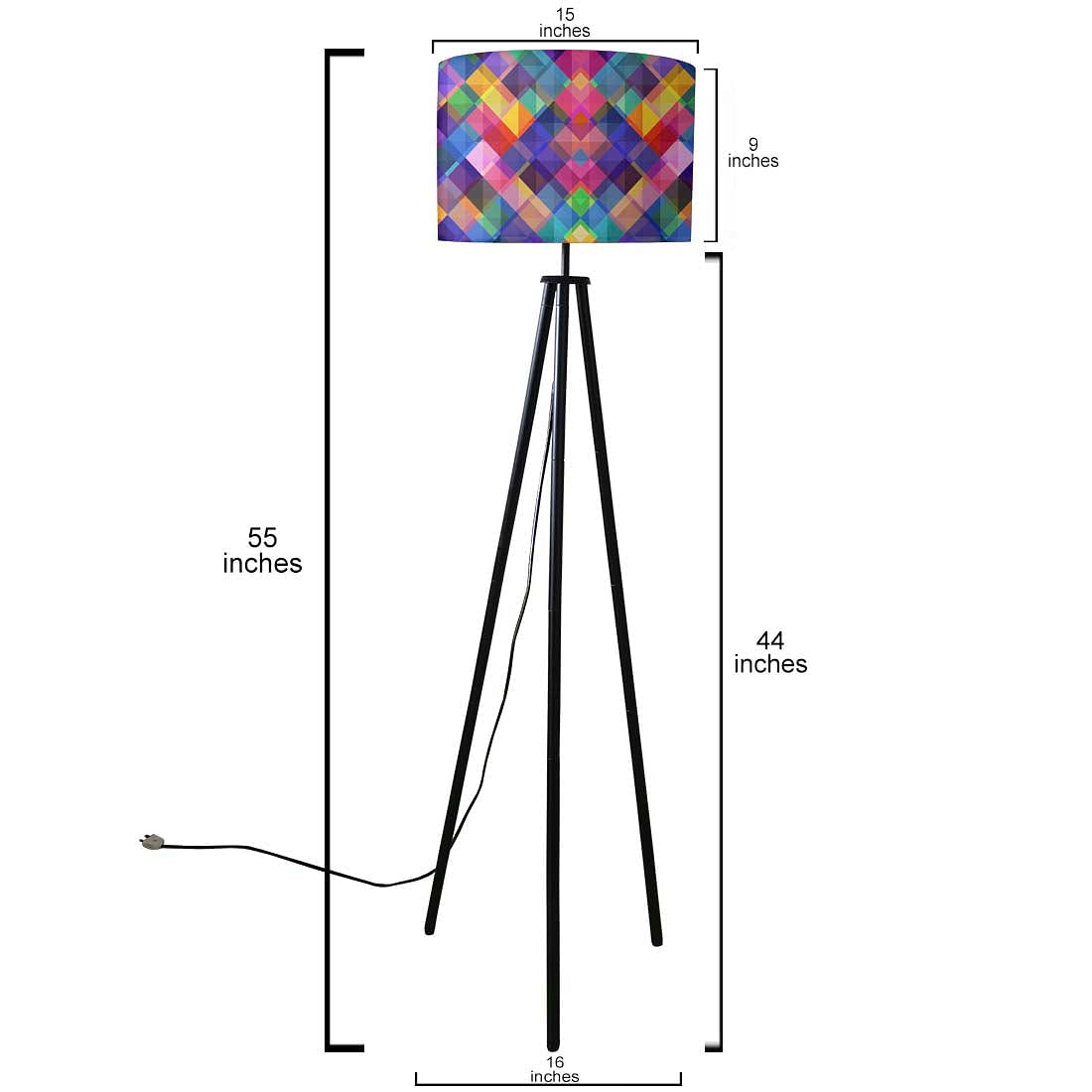 Tripod Standing Floor Lamp -Multicolor Burlap Nutcase