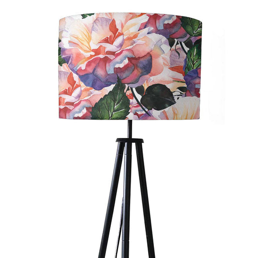 Tripod Standing Floor Lamp -Purple Flowers Nutcase