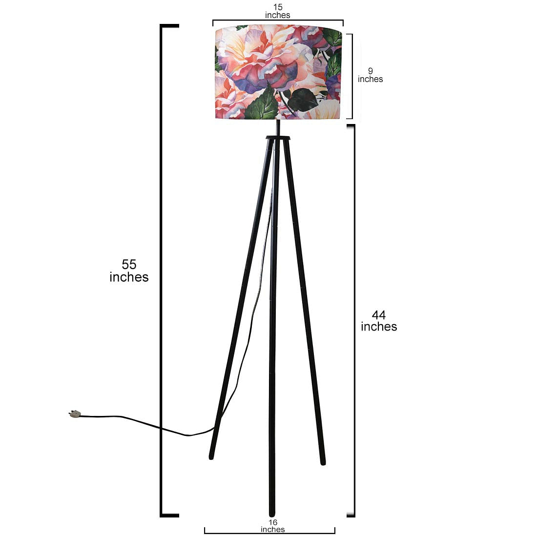 Tripod Standing Floor Lamp -Purple Flowers Nutcase