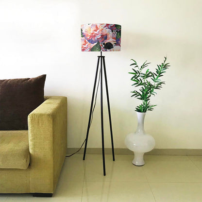 Tripod Standing Floor Lamp -Purple Flowers Nutcase