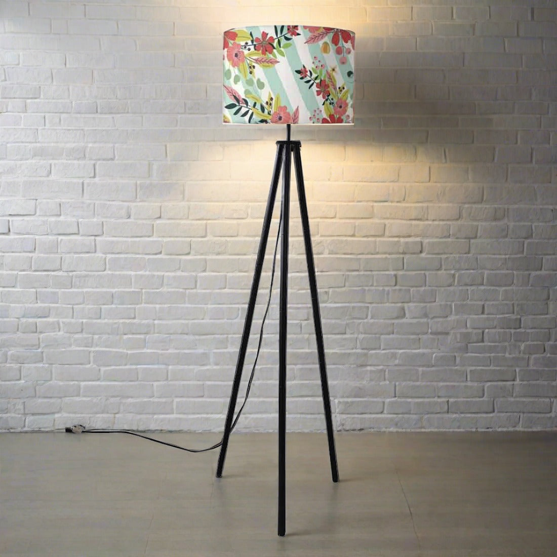 Metal Tripod Lamp Stand for Bedroom -  Stripes Floral Nutcase