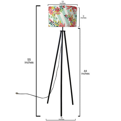 Metal Tripod Lamp Stand for Bedroom -  Stripes Floral Nutcase