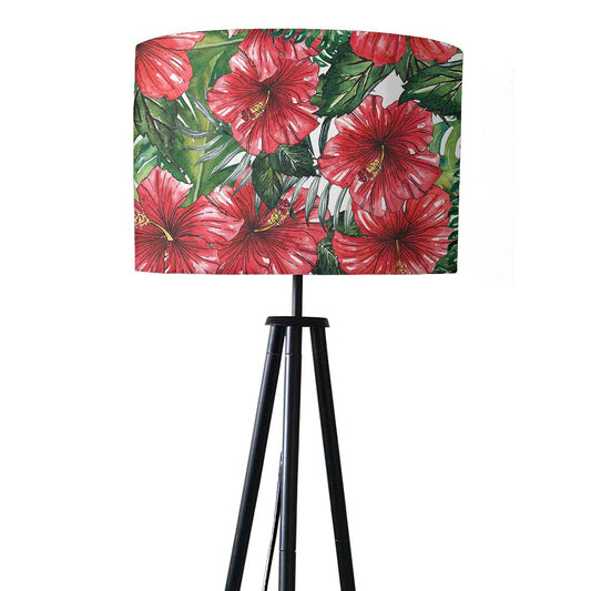 Tripod Standing Floor Lamp -Watercolor Hibiscus Nutcase