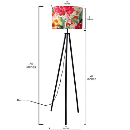 Tripod Standing Floor Lamp for Bedroom - Floral Nutcase