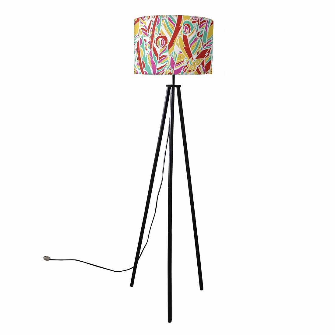 Tripod Standing Floor Lamp -Multicolor Feathers Nutcase