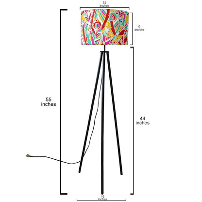 Tripod Standing Floor Lamp -Multicolor Feathers Nutcase