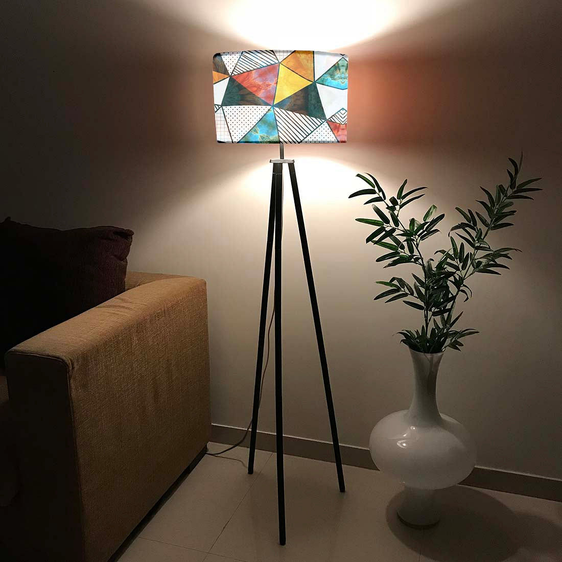 Tripod Lamp Standing Light for Living Room - Colorful Stone Nutcase