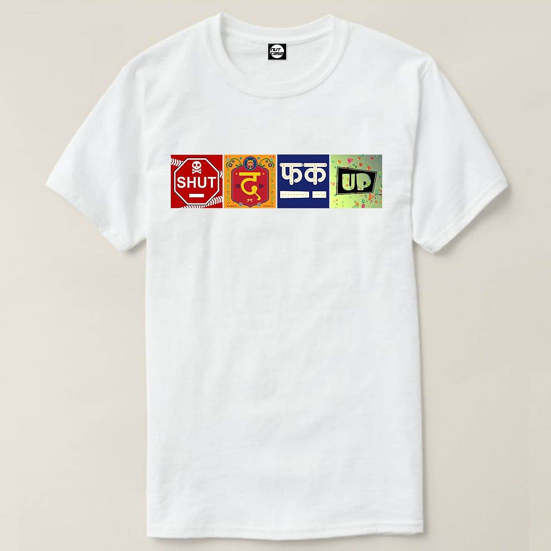 Nutcase Designer Round Neck Men's T-Shirt Wrinkle-Free Poly Cotton Tees - Shut The FK Up Nutcase