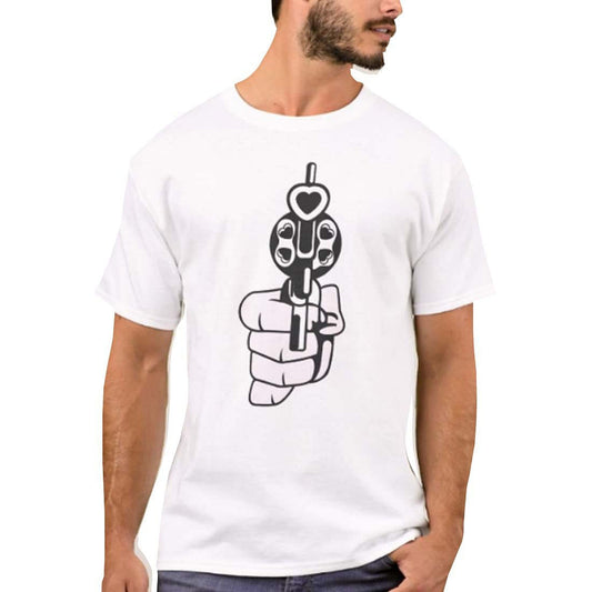 Nutcase Designer Round Neck Men's T-Shirt Wrinkle-Free Poly Cotton Tees - Gun Nutcase