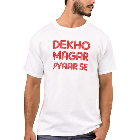 Nutcase Designer Round Neck Men's T-Shirt Wrinkle-Free Poly Cotton Tees - Dekho Magar Pyaar Se Nutcase