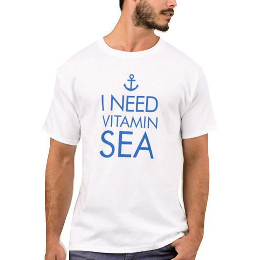 Nutcase Designer Round Neck Men's T-Shirt Wrinkle-Free Poly Cotton Tees - I Need Vitamin Sea Nutcase