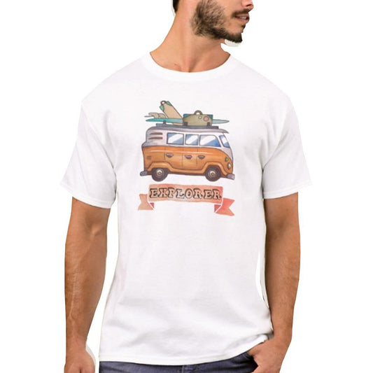 Nutcase Designer Round Neck Men's T-Shirt Wrinkle-Free Poly Cotton Tees - Travel Explorer Nutcase