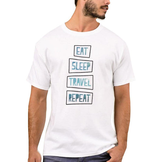 Nutcase Designer Round Neck Men's T-Shirt Wrinkle-Free Poly Cotton Tees - Eat Sleep Travel Repeat Nutcase