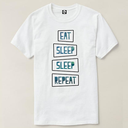 Nutcase Designer Round Neck Men's T-Shirt Wrinkle-Free Poly Cotton Tees - Eat Sleep Repeat Nutcase
