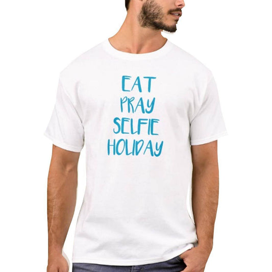 Nutcase Designer Round Neck Men's T-Shirt Wrinkle-Free Poly Cotton Tees - Eat Pray Selfie Holiday Nutcase