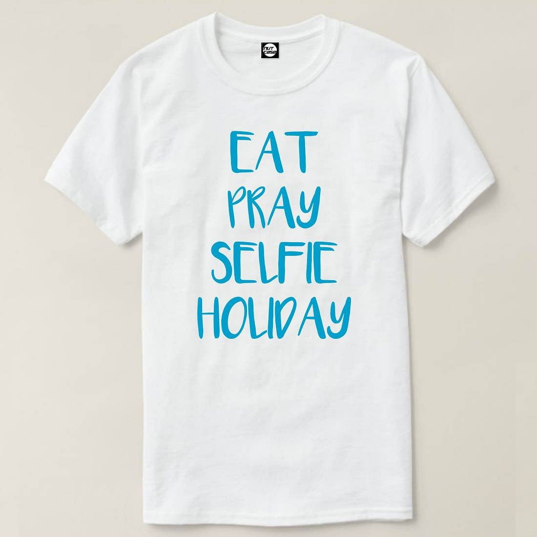 Nutcase Designer Round Neck Men's T-Shirt Wrinkle-Free Poly Cotton Tees - Eat Pray Selfie Holiday Nutcase