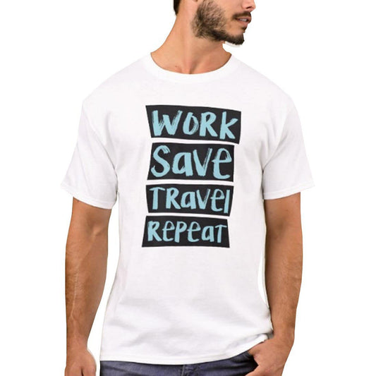 Nutcase Designer Round Neck Men's T-Shirt Wrinkle-Free Poly Cotton Tees - Work Save Travel Repeat Nutcase
