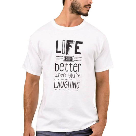 Nutcase Designer Round Neck Men's T-Shirt Wrinkle-Free Poly Cotton Tees - Life is Better Nutcase