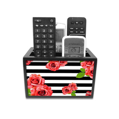 Floral Remote Control Stand For TV / AC Remotes -  Red Flowers Nutcase