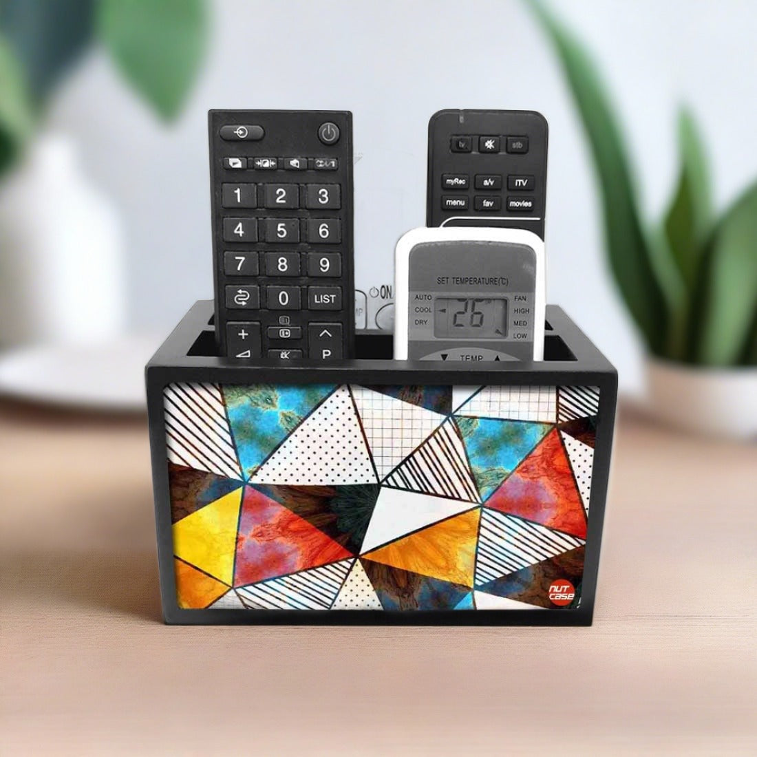 Remote Control Caddy Organizer for TV/AC Remotes -  Colorful Triangle Nutcase