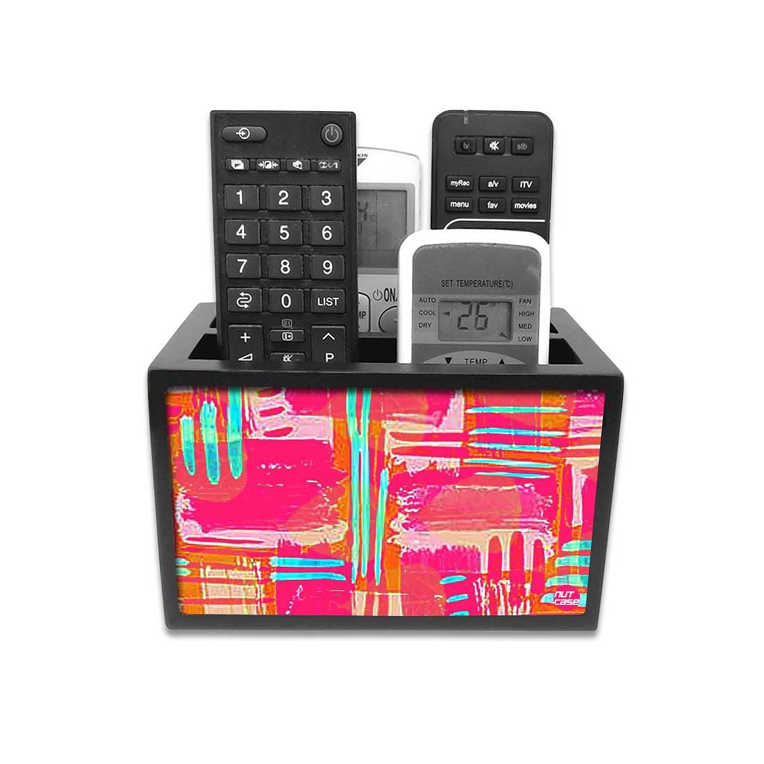 Black Remote Control Holder For TV / AC Remotes -  Pattern Pink Nutcase